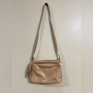 Chic Tan Crossbody Bag with Tassel